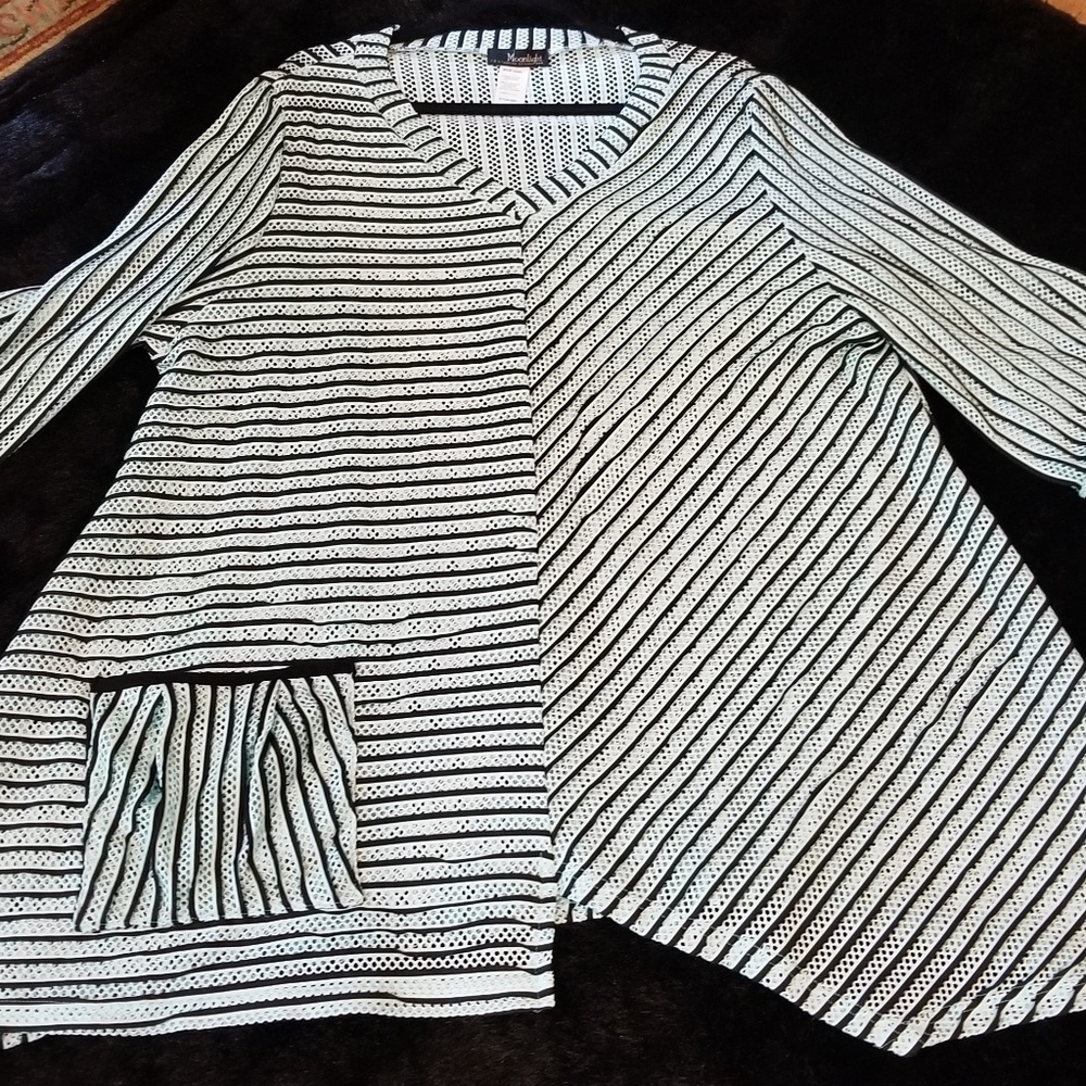 Aqua and Black Spring Top